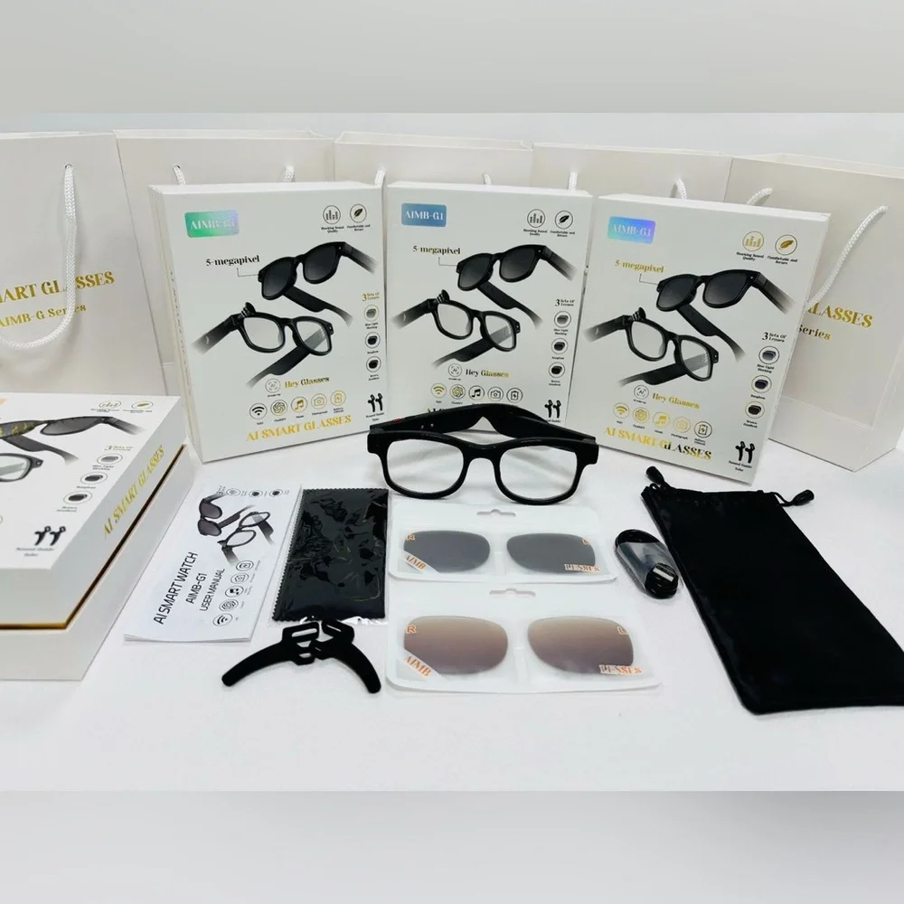 AIMB-G1 Smart Glasses with 8MP Camera 1080p Video Recording Bluetooth Calling